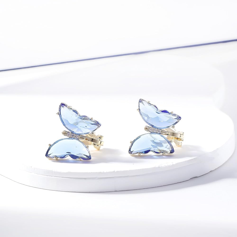 Amazon.com: YOQUCOL Butterfly Shape Blue Crystal Clip On